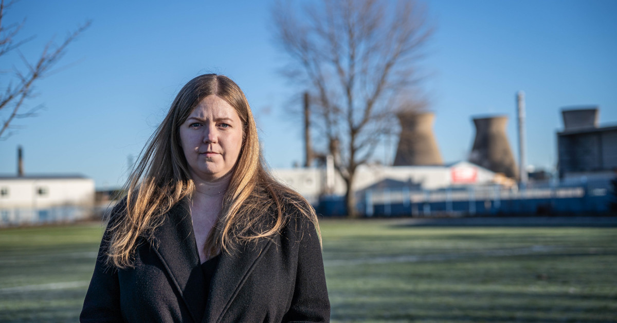 Gillian Mackay MSP stands outside Grangemouth